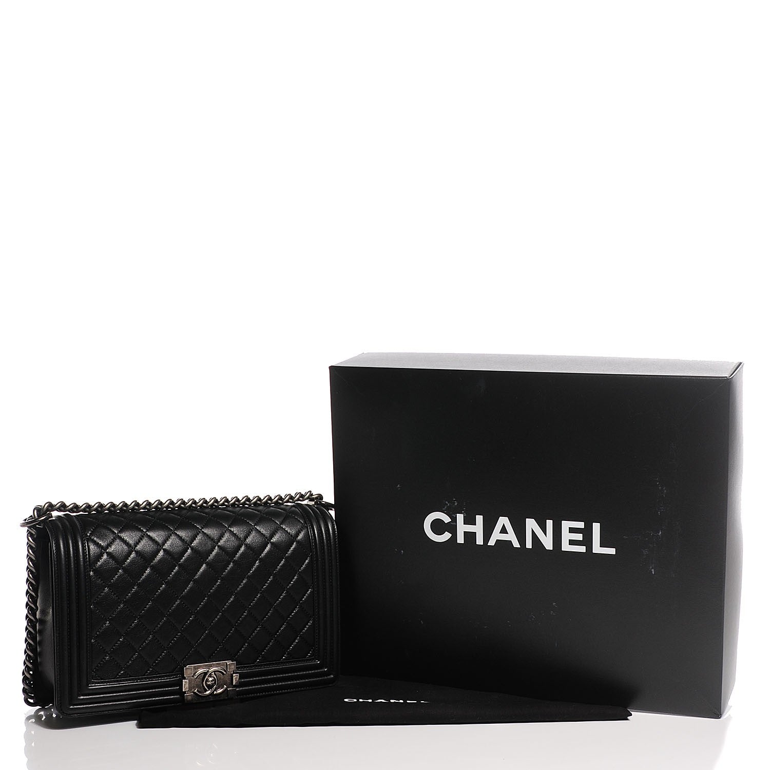 Chanel Metallic Calfskin Quilted New Medium Boy Flap Black 5 of 9