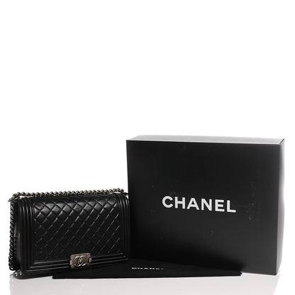 Chanel Metallic Calfskin Quilted New Medium Boy Flap Black 5 of 9