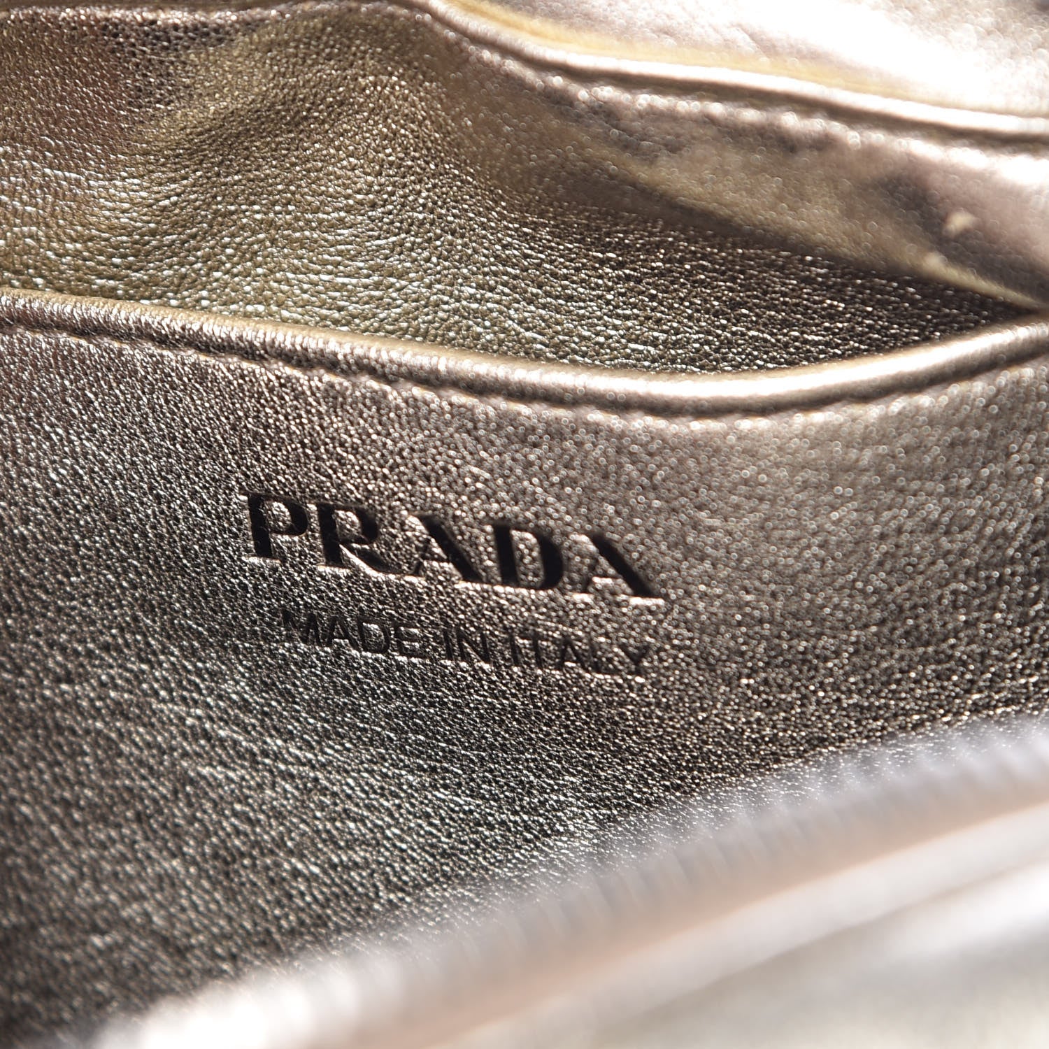 Prada Metallic Nappa Impunture Diagramme Crossbody Pirite 6 of 8