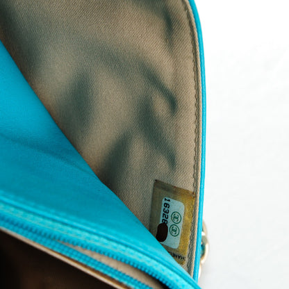 Chanel Lambskin Camellia Embossed Wallet On Chain WOC Turquoise 9 of 9