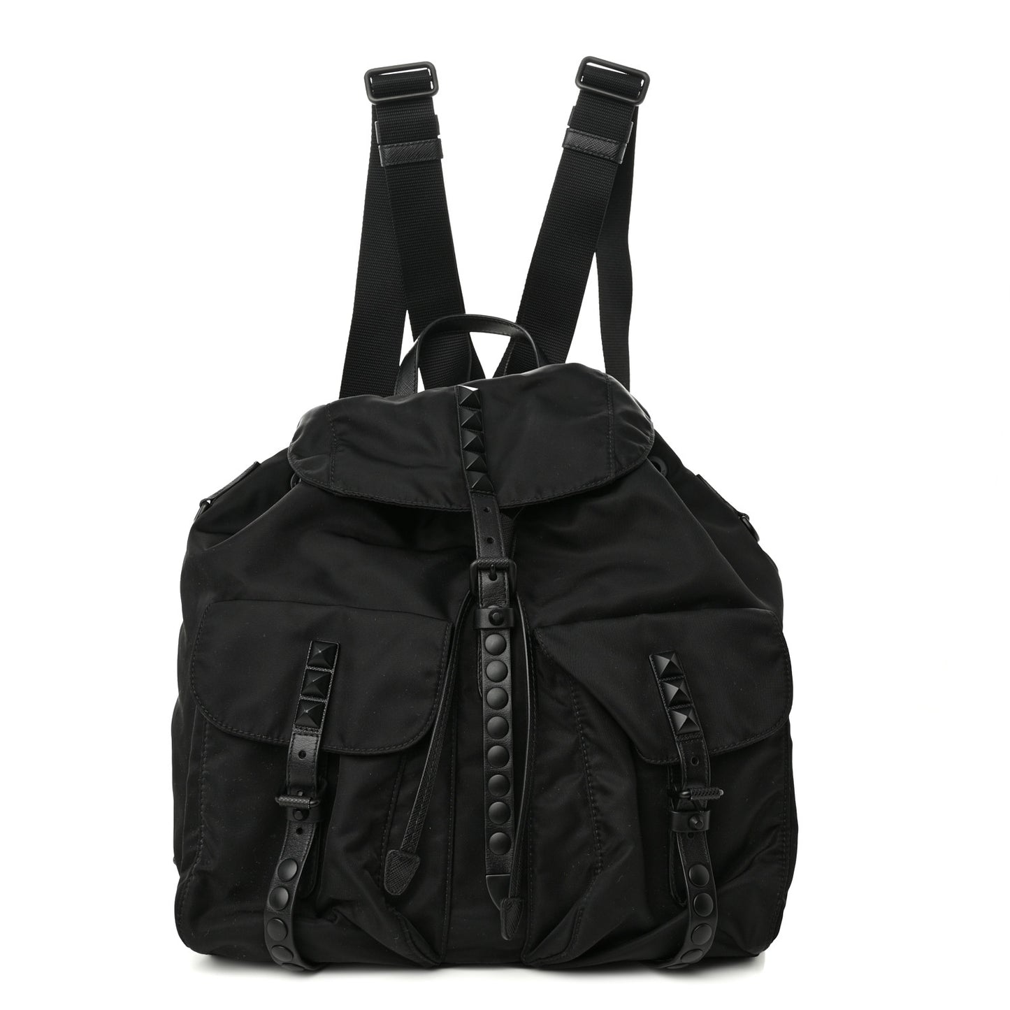 Nylon New Vela Monochrome Studded Backpack Black