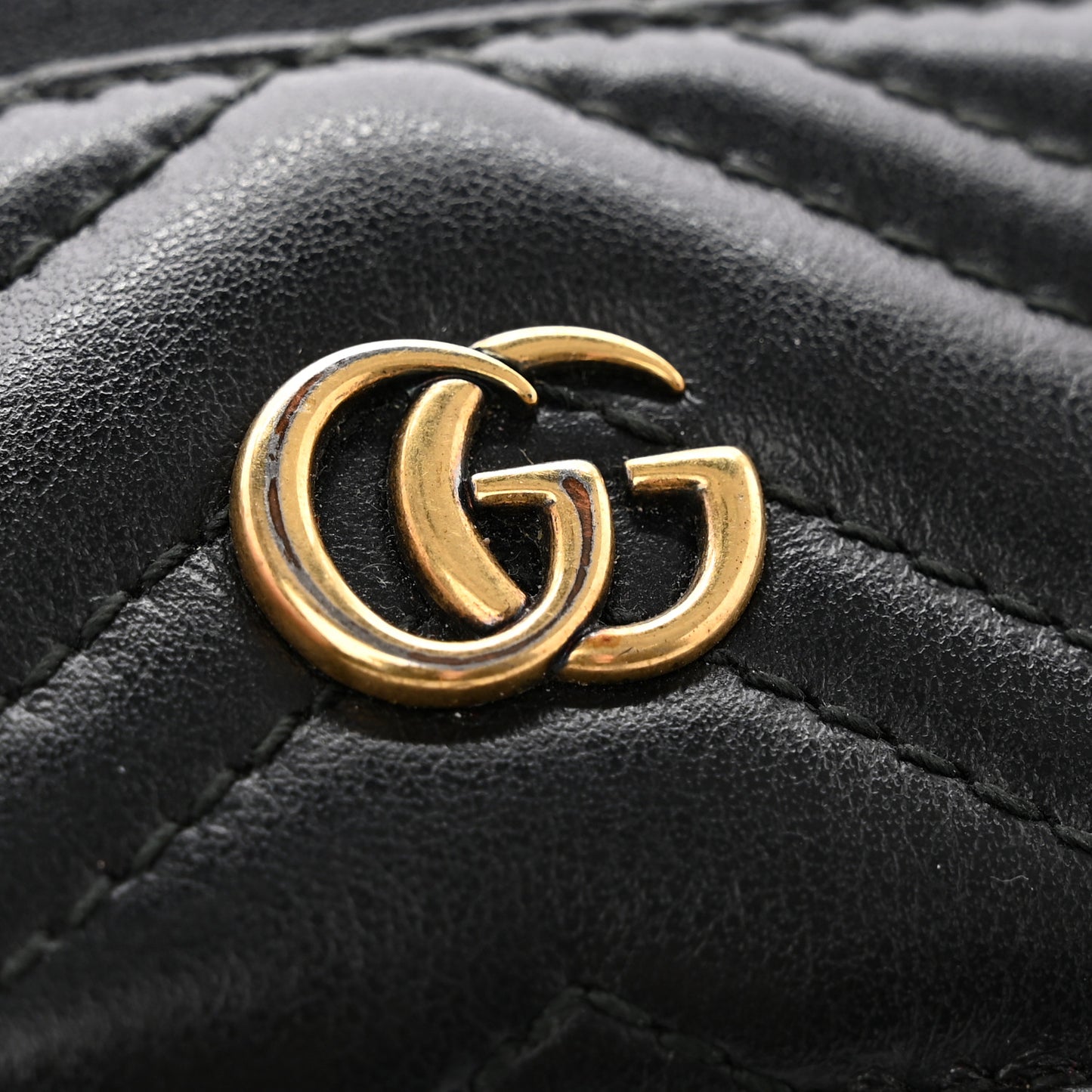 Calfskin Matelasse GG Marmont Card Holder Black