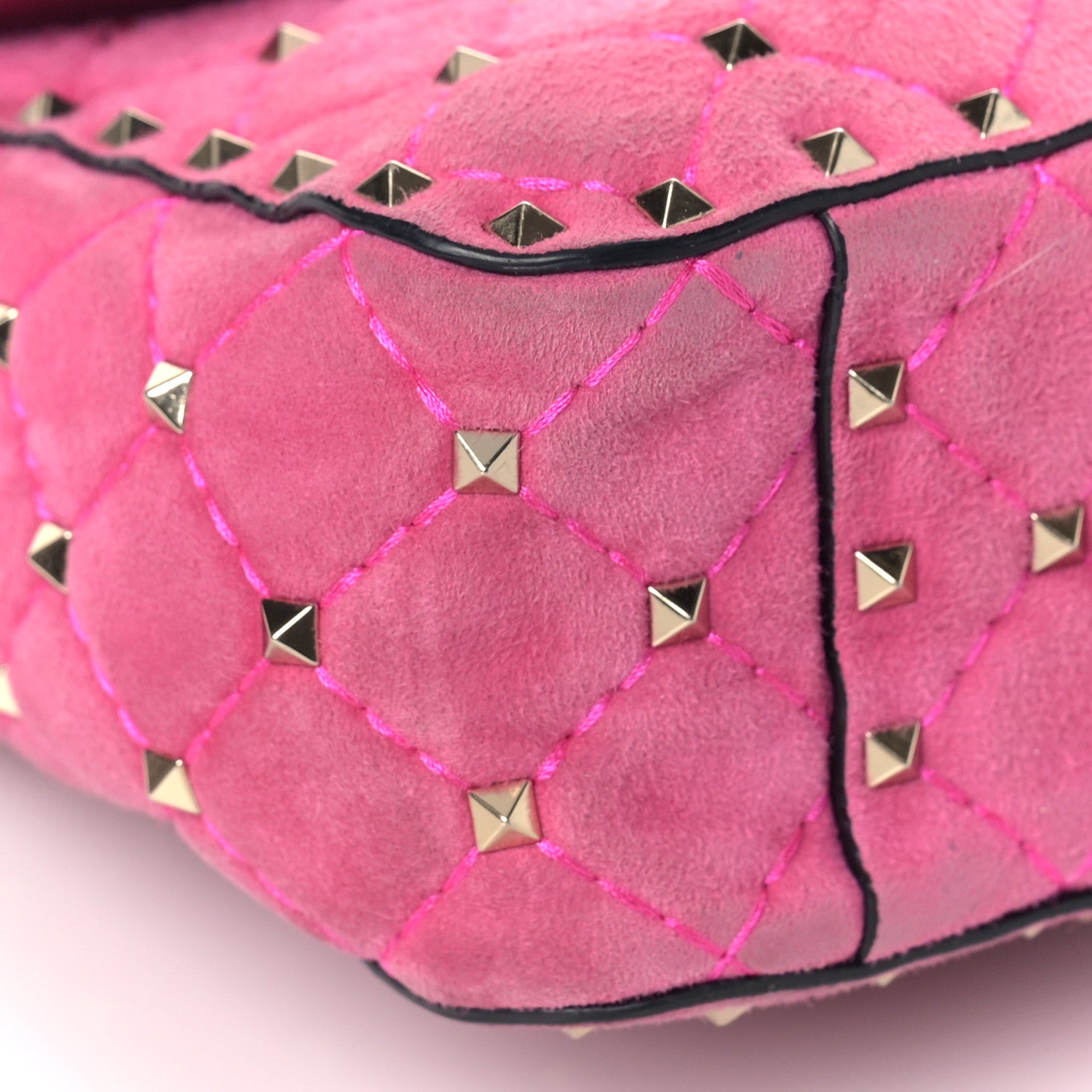 Valentino Garavani Suede Medium Rockstud Spike Shoulder Bag Bright Fuxia 7 of 8