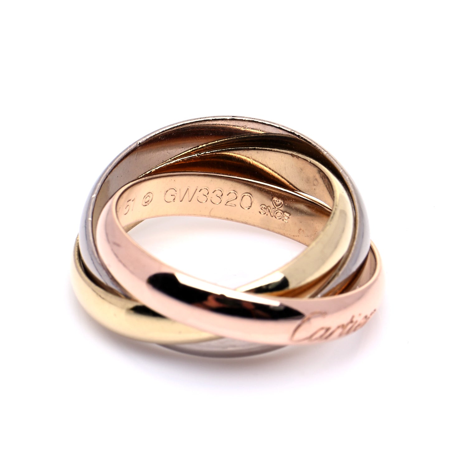 18K Pink Yellow White Gold Classic Trinity Ring 51 5.75