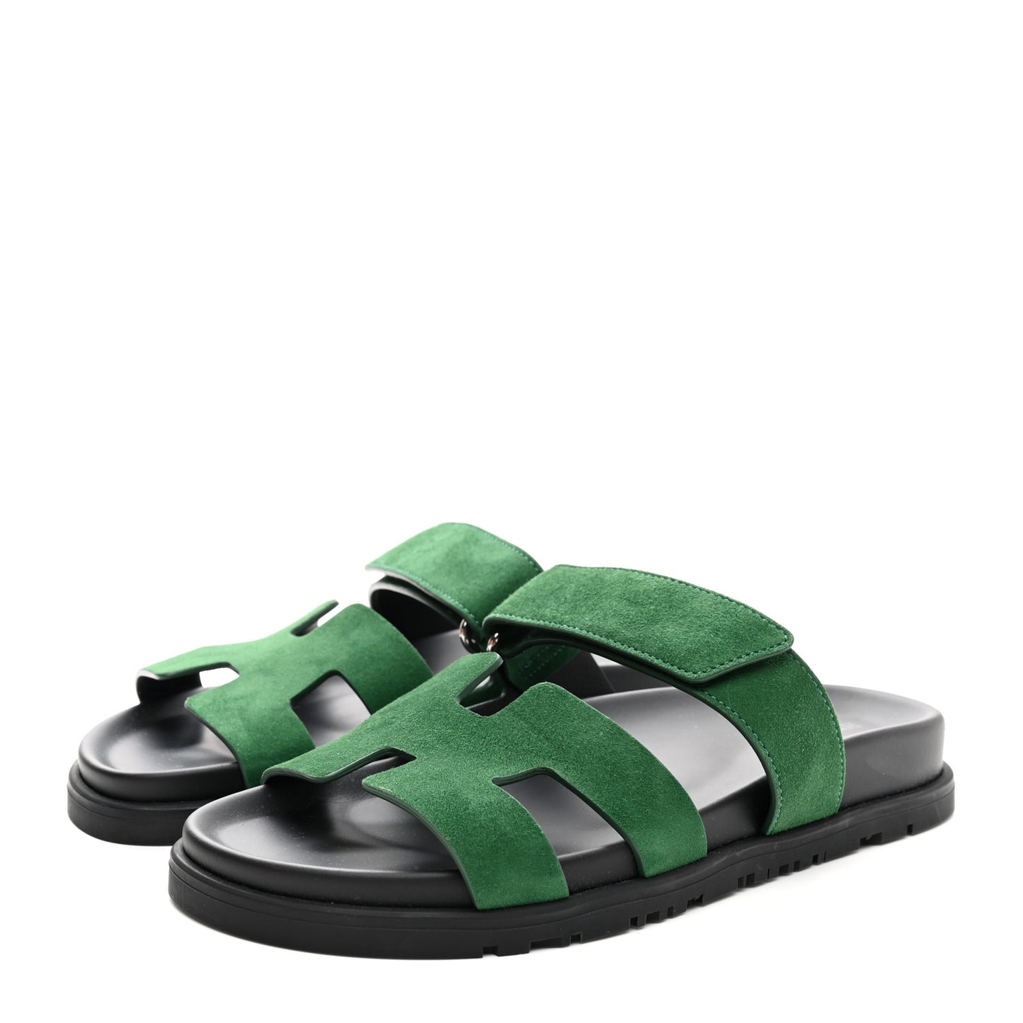 Suede Goatskin Womens Chypre Sandals 35.5 Vert Electrique