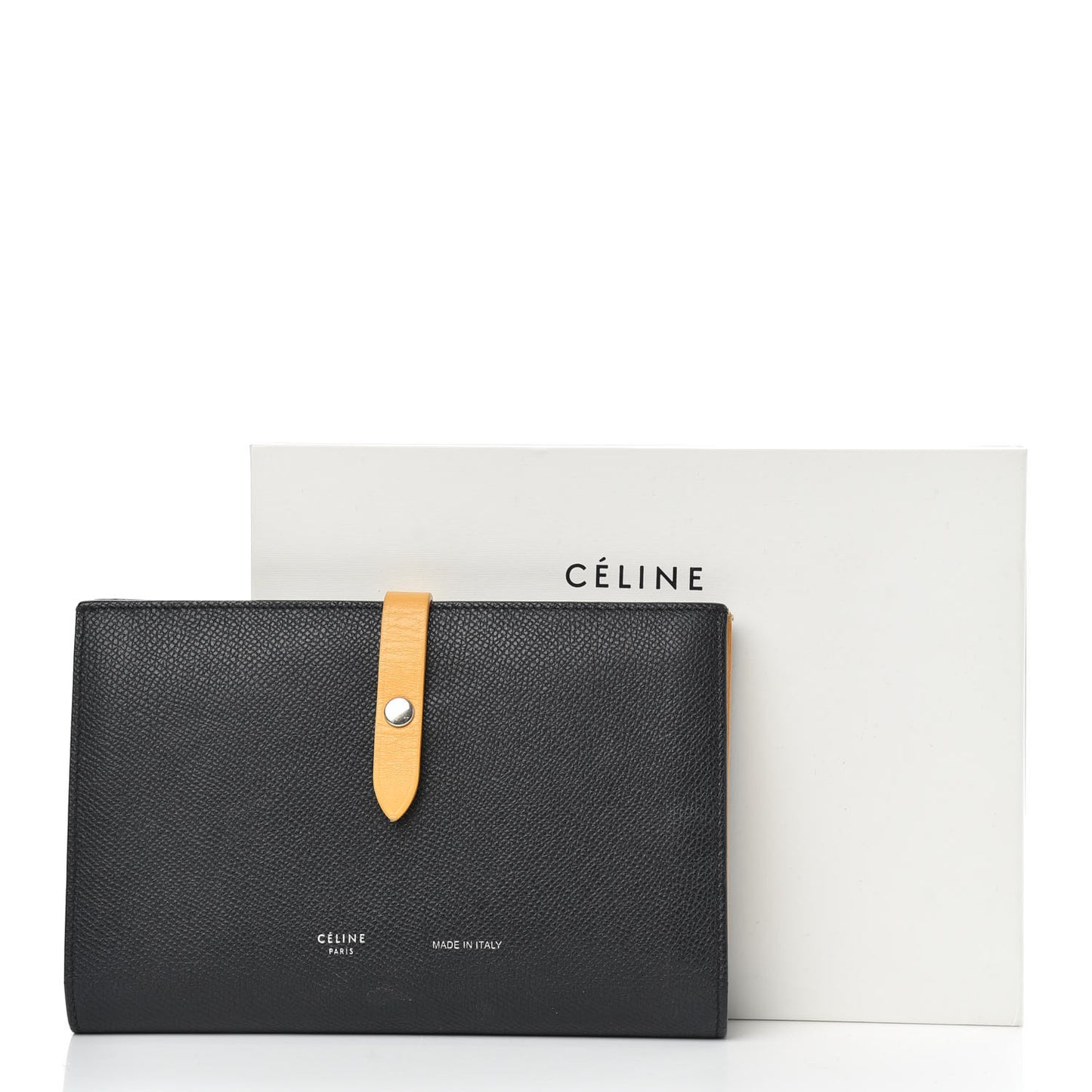 Grained Calfskin Large Multifunction Strap Wallet Midnight