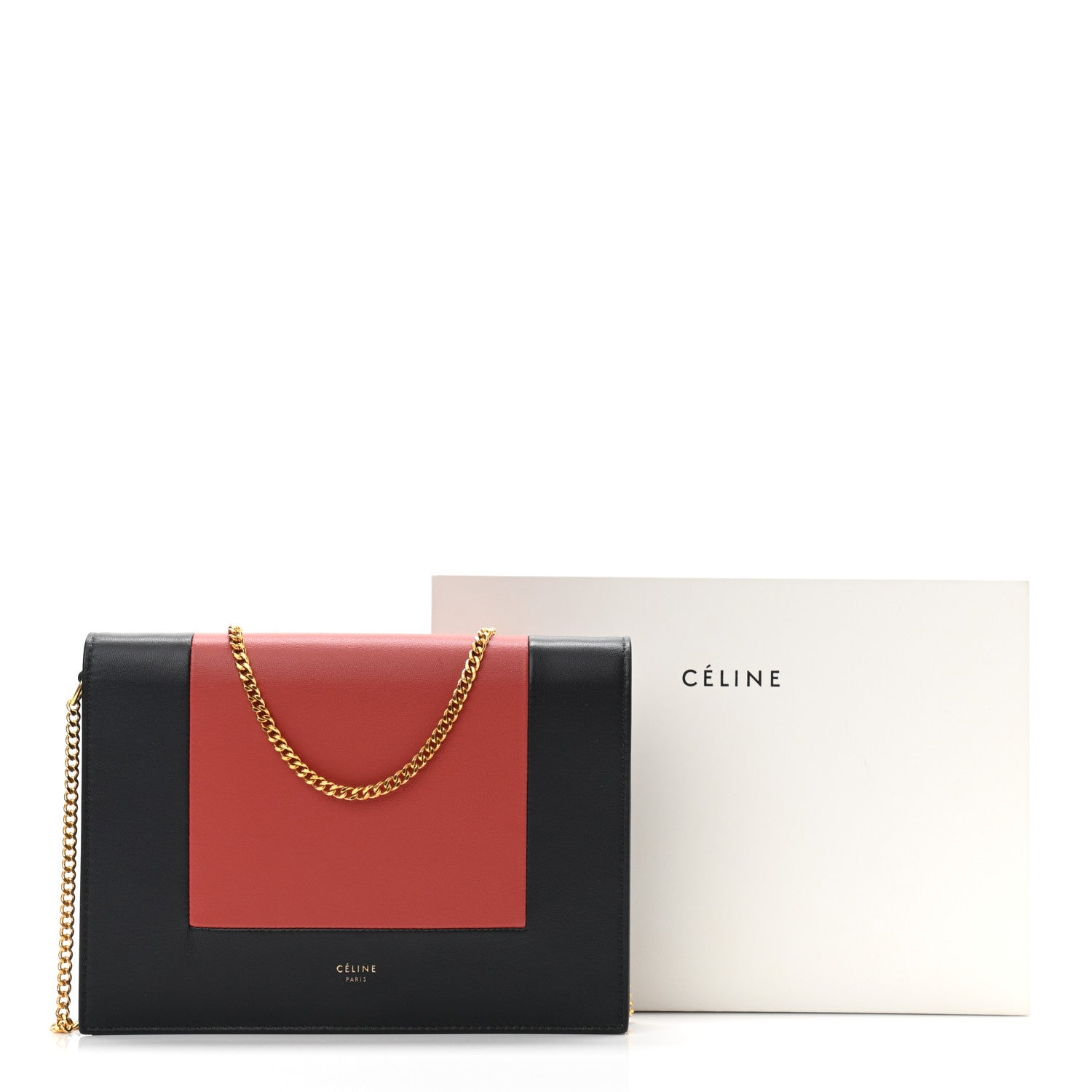 Celine Smooth Lambskin Frame Evening Chain Clutch Dark Navy Claycourt 10 of 10