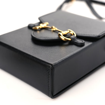 Gucci Boarded Plutone Calfskin Mini Horsebit 1955 Crossbody Bag Black 9 of 9