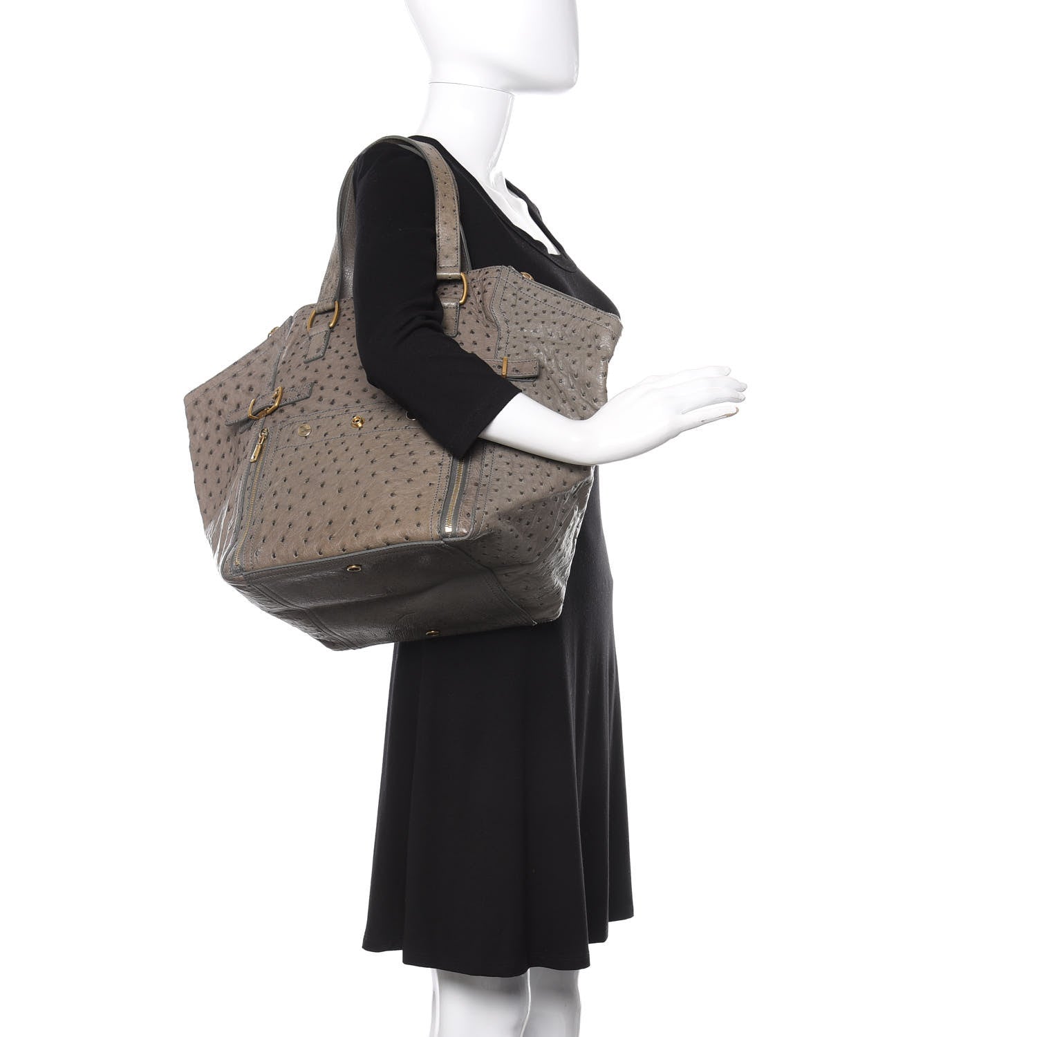 Saint Laurent Ostrich Medium Downtown Olive 2 of 9