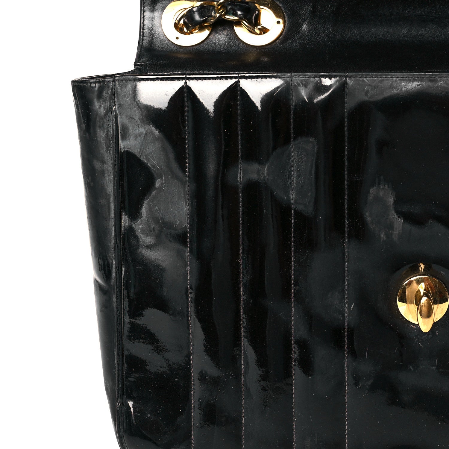Chanel Patent Vertical Quilted Jumbo Single Flap Black 12 of 17
