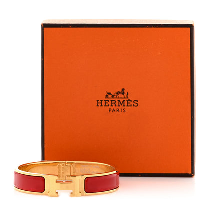 Hermes Enamel Narrow Clic Clac H Bracelet PM Rouge Bandana 8 of 8