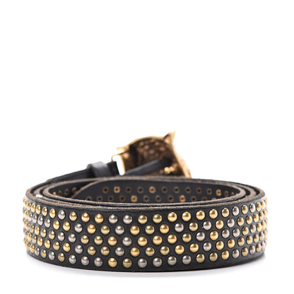 Gucci Calfskin Studded Feline Belt 120 40 Black 2 of 6