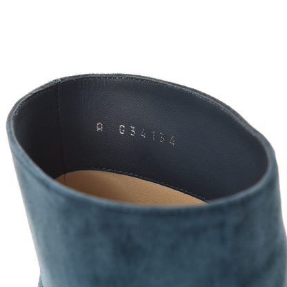 Chanel Suede Calfskin Satin Gabrielle Cap Toe Short Boots 38.5 Teal Black 8 of 9