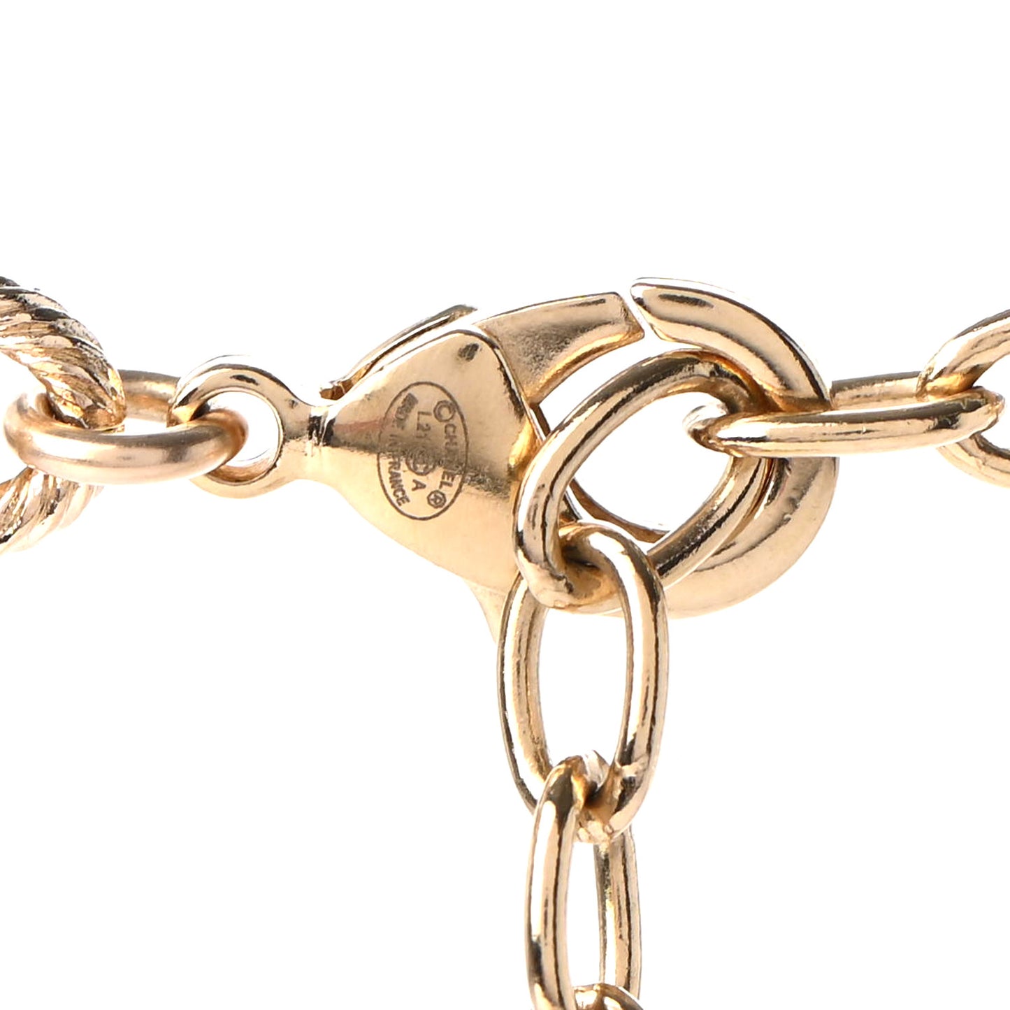 Metal Quilted CC Necklace Gold