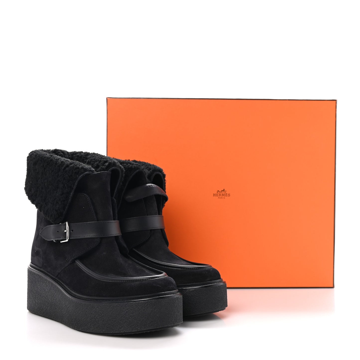 Suede Shearling Womens Hemisphere Ankle Boots 38 Black