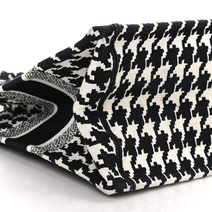 Christian Dior CHRISTIAN DIOR Canvas Macro Houndstooth Embroidered Medium Book Tote Black White 9 of 13