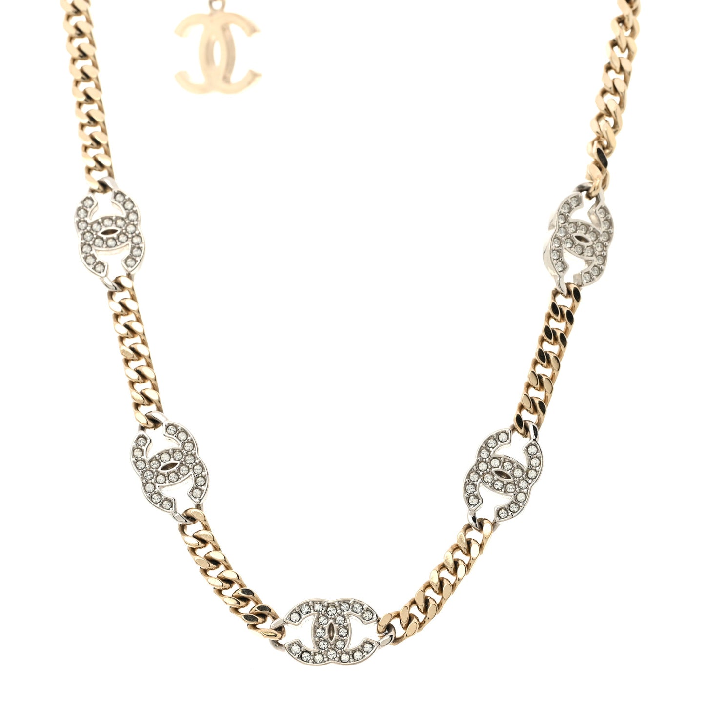 Crystal Chain CC Link Choker Gold Silver