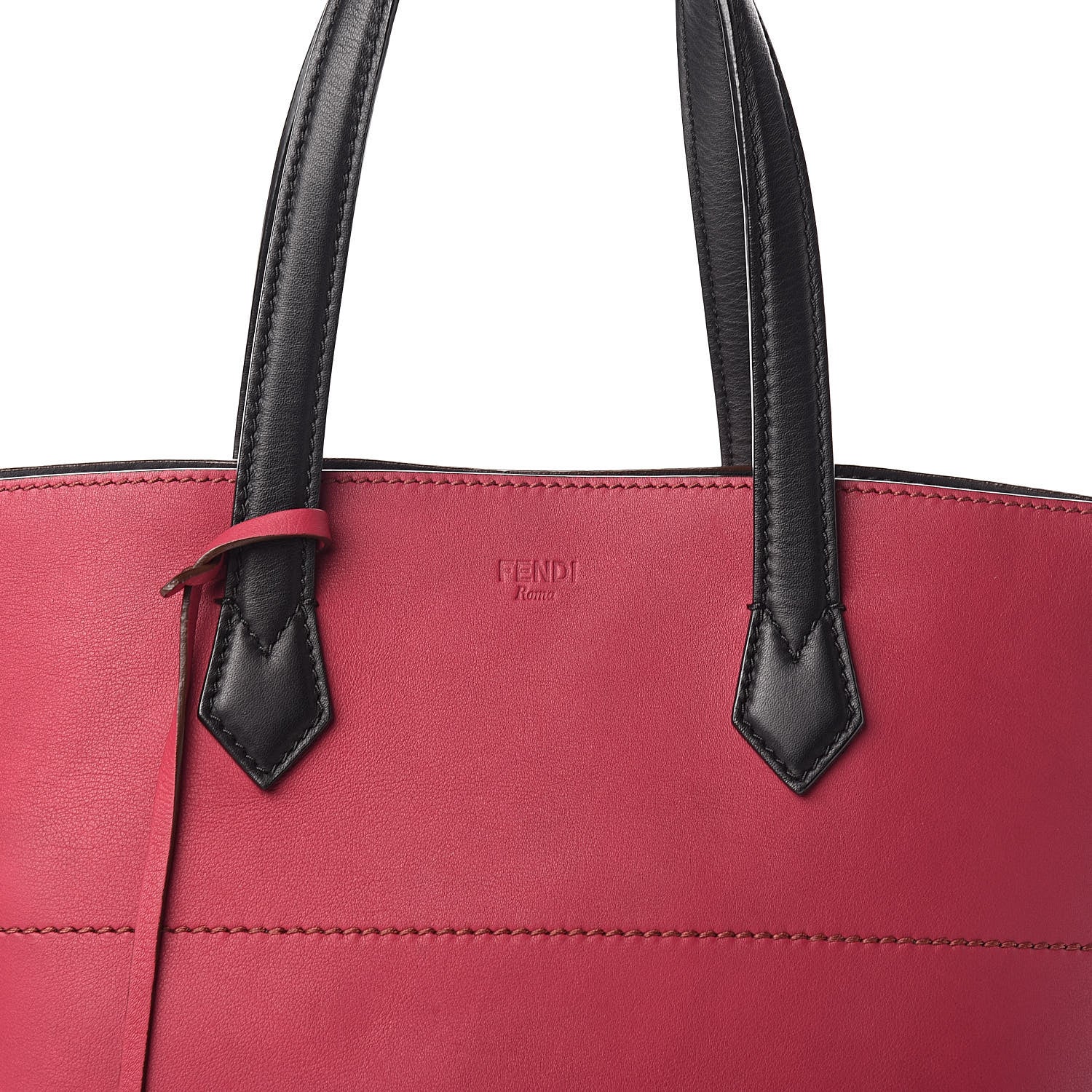 Fendi Vitello Small Shopper Tote Amarena Black Asfalto 9 of 9