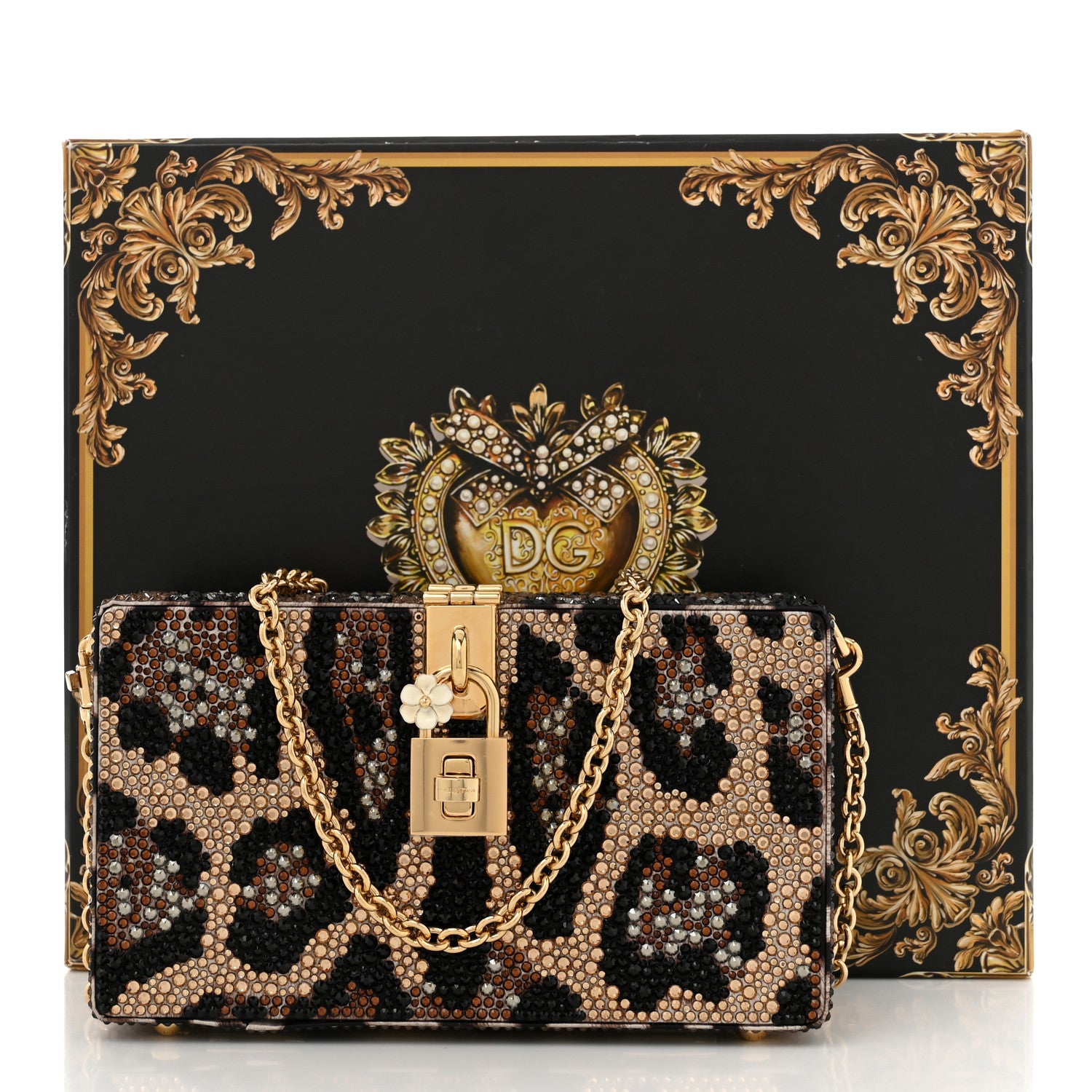 Dolce & Gabbana DOLCE GABBANA Satin Crystal Embellished Box Leopard 10 of 10