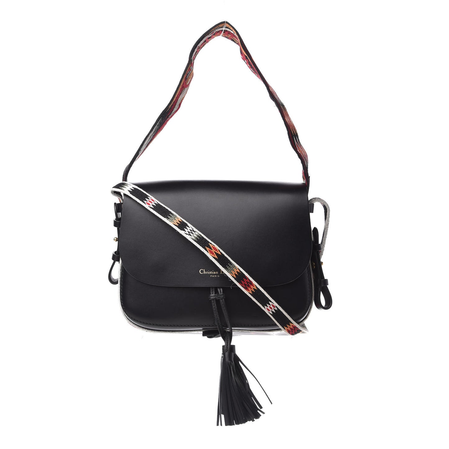 Calfskin Diorodeo Flap Bag Black