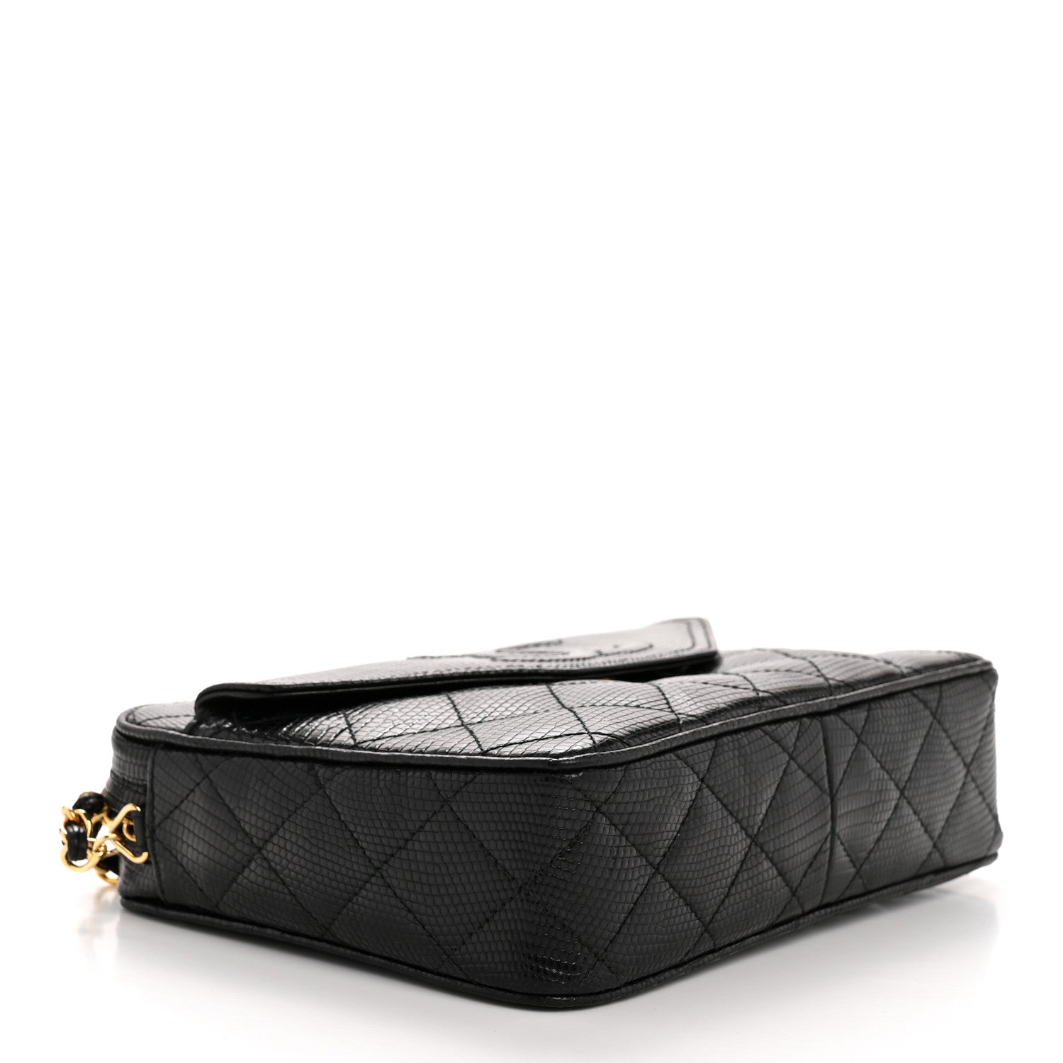 Chanel Lizard Quilted Small Tassel Camera Case Black 4 of 15