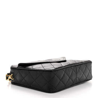 Chanel Lizard Quilted Small Tassel Camera Case Black 4 of 15