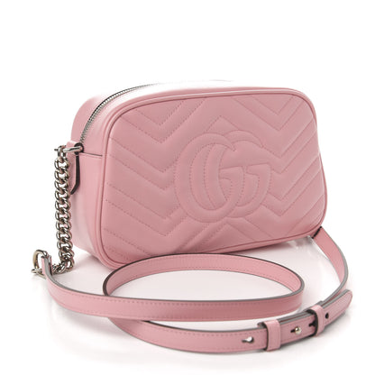 Gucci Calfskin Matelasse Small GG Marmont Chain Shoulder Bag Wild Rose 3 of 11