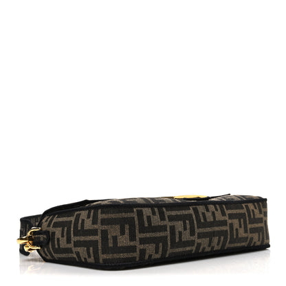 Fendi Fabric Jacquard FF 1974 Medium Baguette Tobacco Moro Black 4 of 11