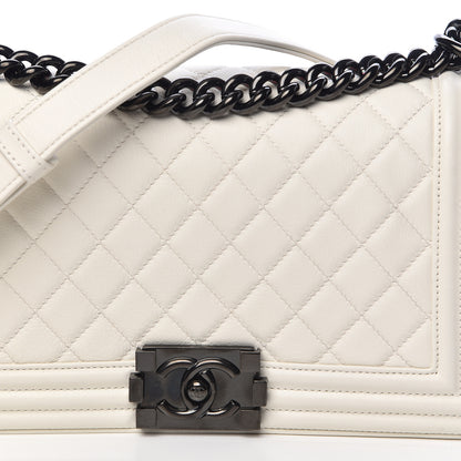 Chanel Calfskin Quilted Medium Boy Flap White 12 of 12