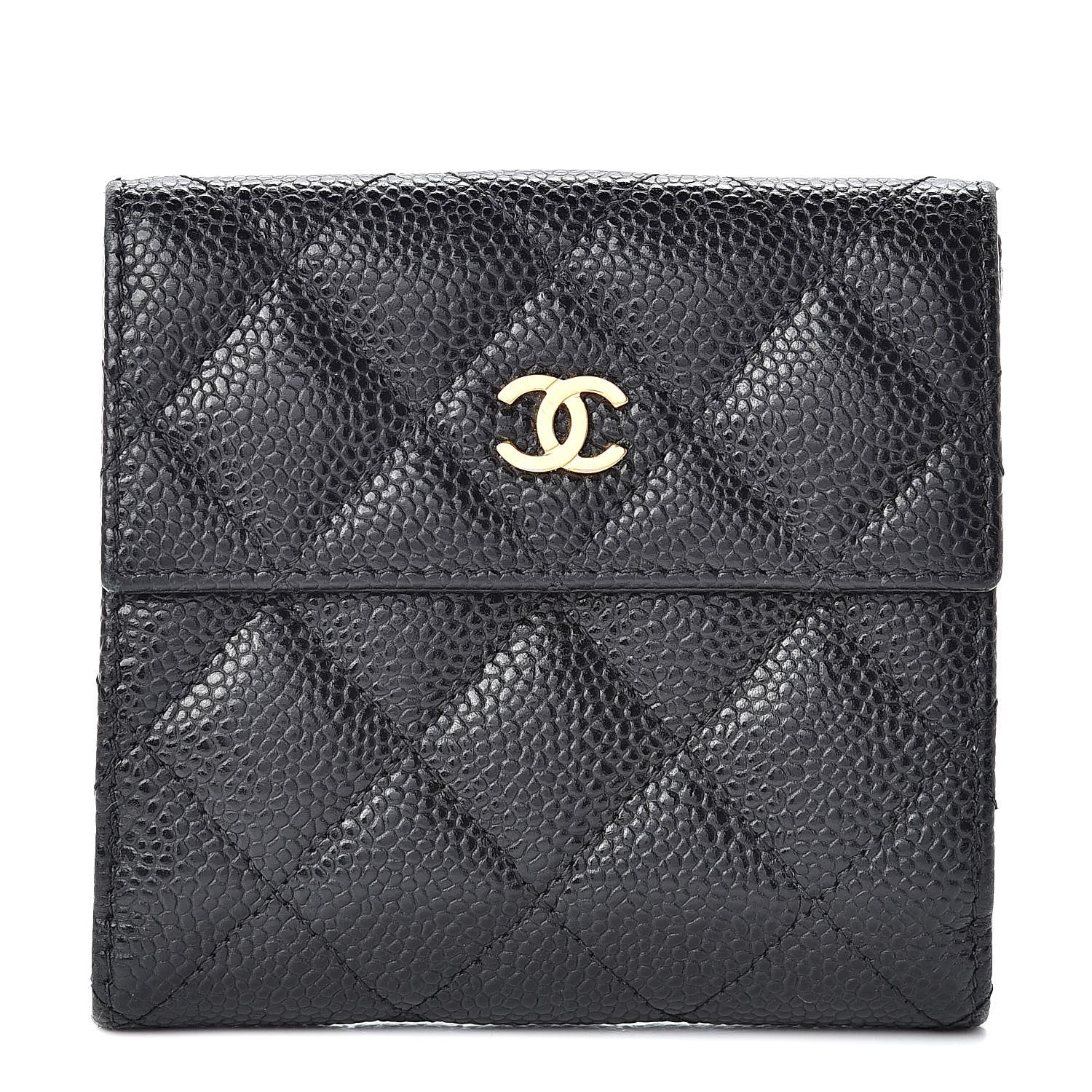 Chanel Caviar Quilted Compact French Flap Wallet Black 1 of 11