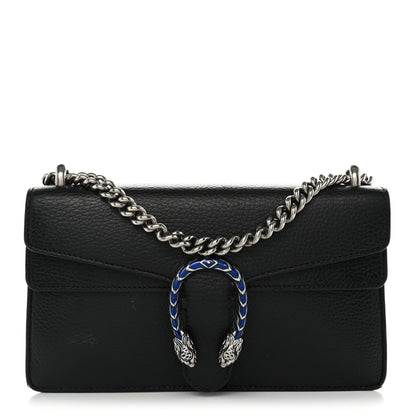 Gucci Dollar Calfskin Enamel Small Dionysus Shoulder Bag Black Electric Blue 1 of 14