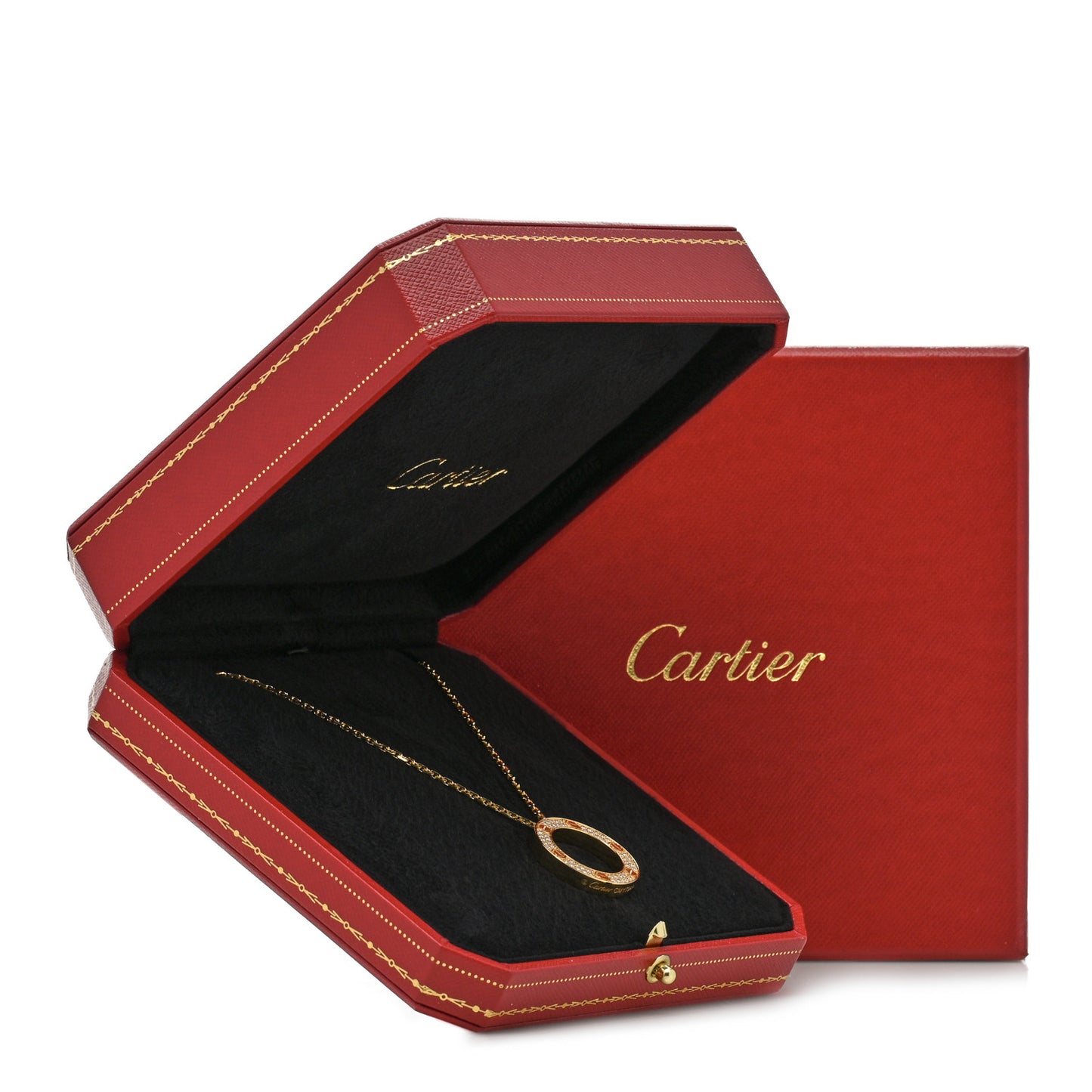 18K Yellow Gold Diamond LOVE Paved Necklace