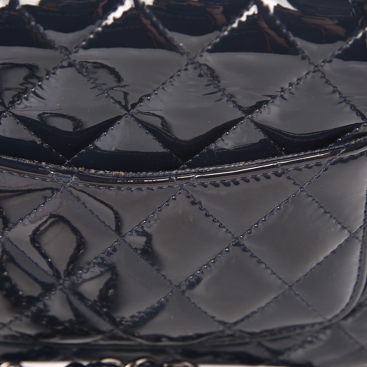 Chanel Patent Quilted Mini Square Flap Navy Blue 13 of 13