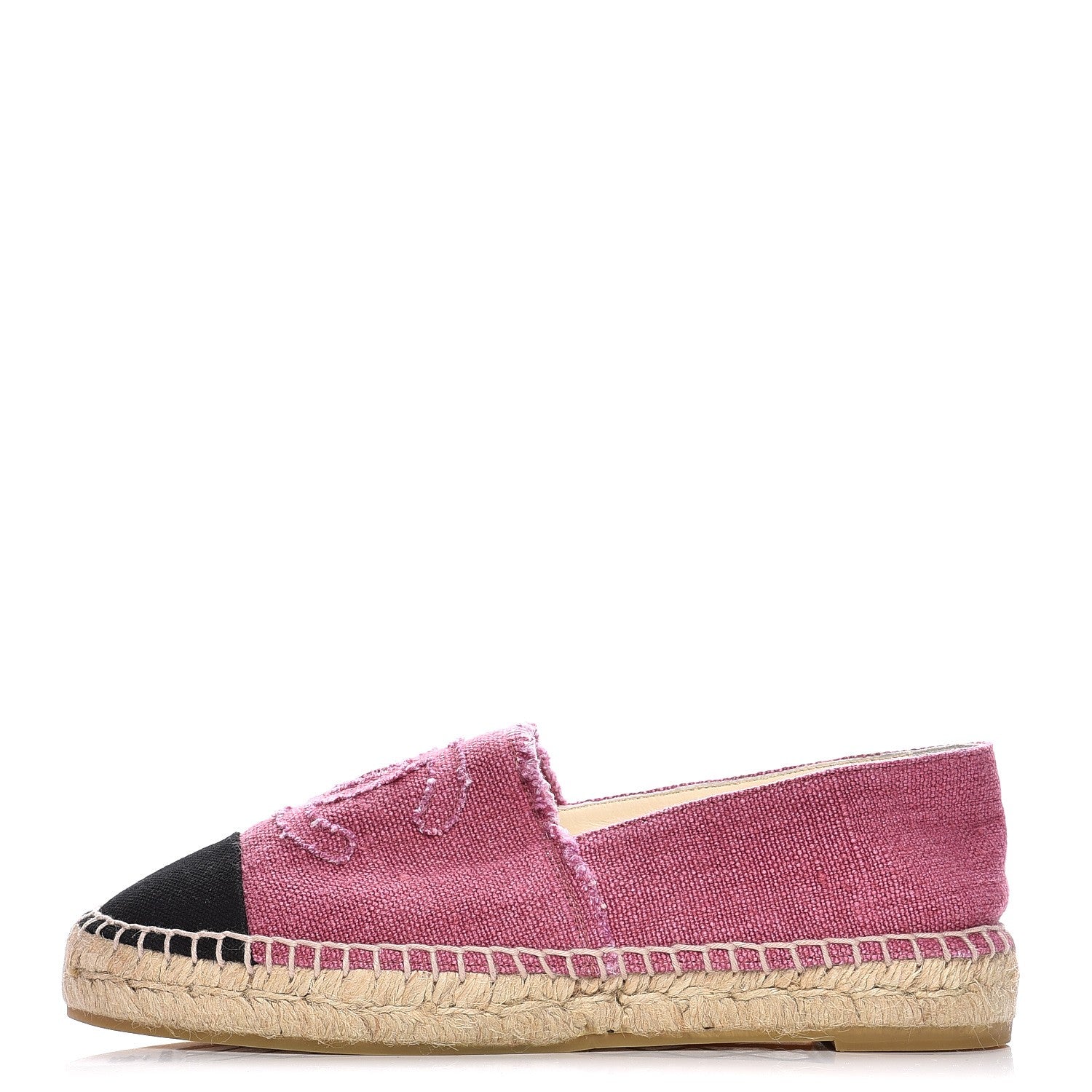 Chanel Linen CC Espadrilles 38 Pink Black 1 of 10
