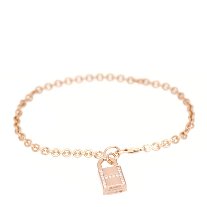 Hermes 18K Rose Gold Diamond Amulettes Cadenas Bracelet ST 1 of 4