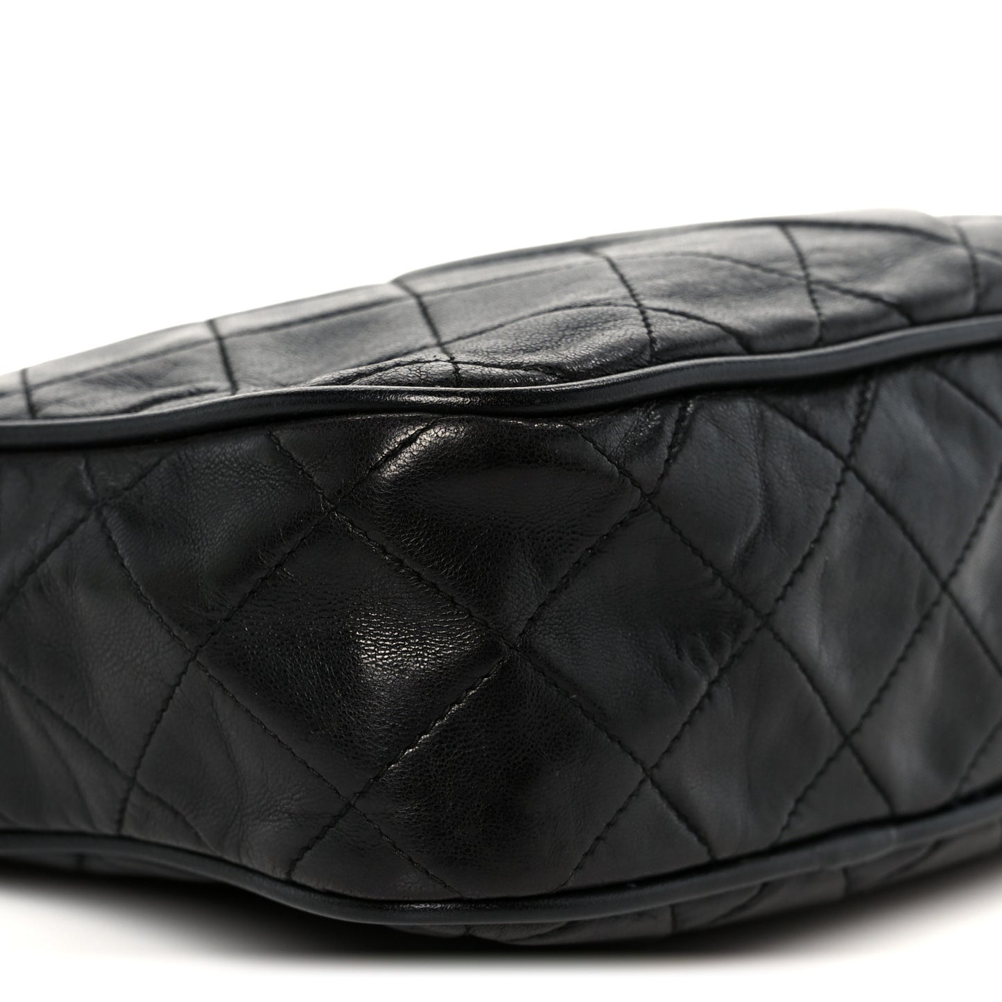 Lambskin Quilted Small Diamond CC Camera Case Black