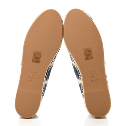 Christian Dior Cotton D-Stripes Embroidered Granville 15mm Espadrilles 40.5 Deep Blue 4 of 4
