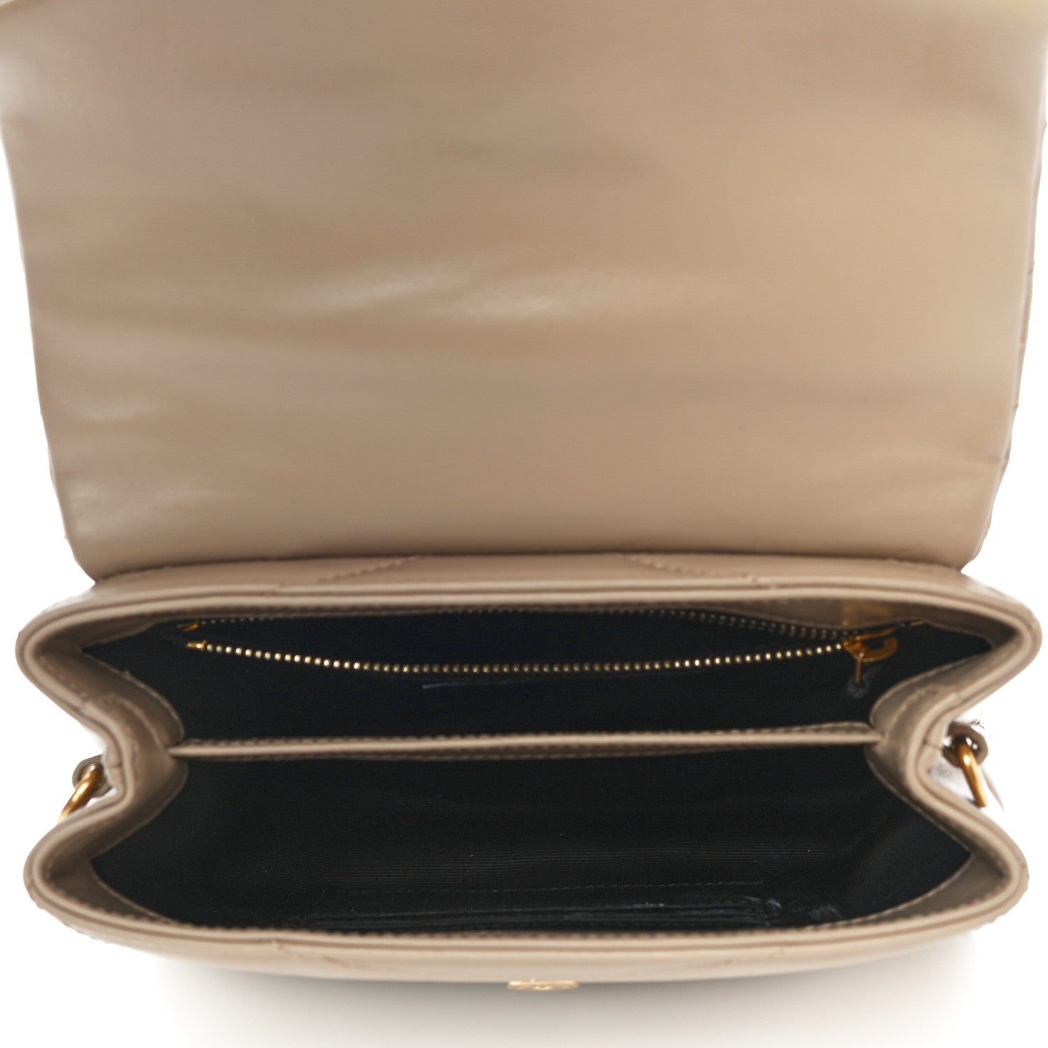 Saint Laurent Calfskin Y Quilted Monogram Toy Loulou Crossbody Bag Latte 4 of 10