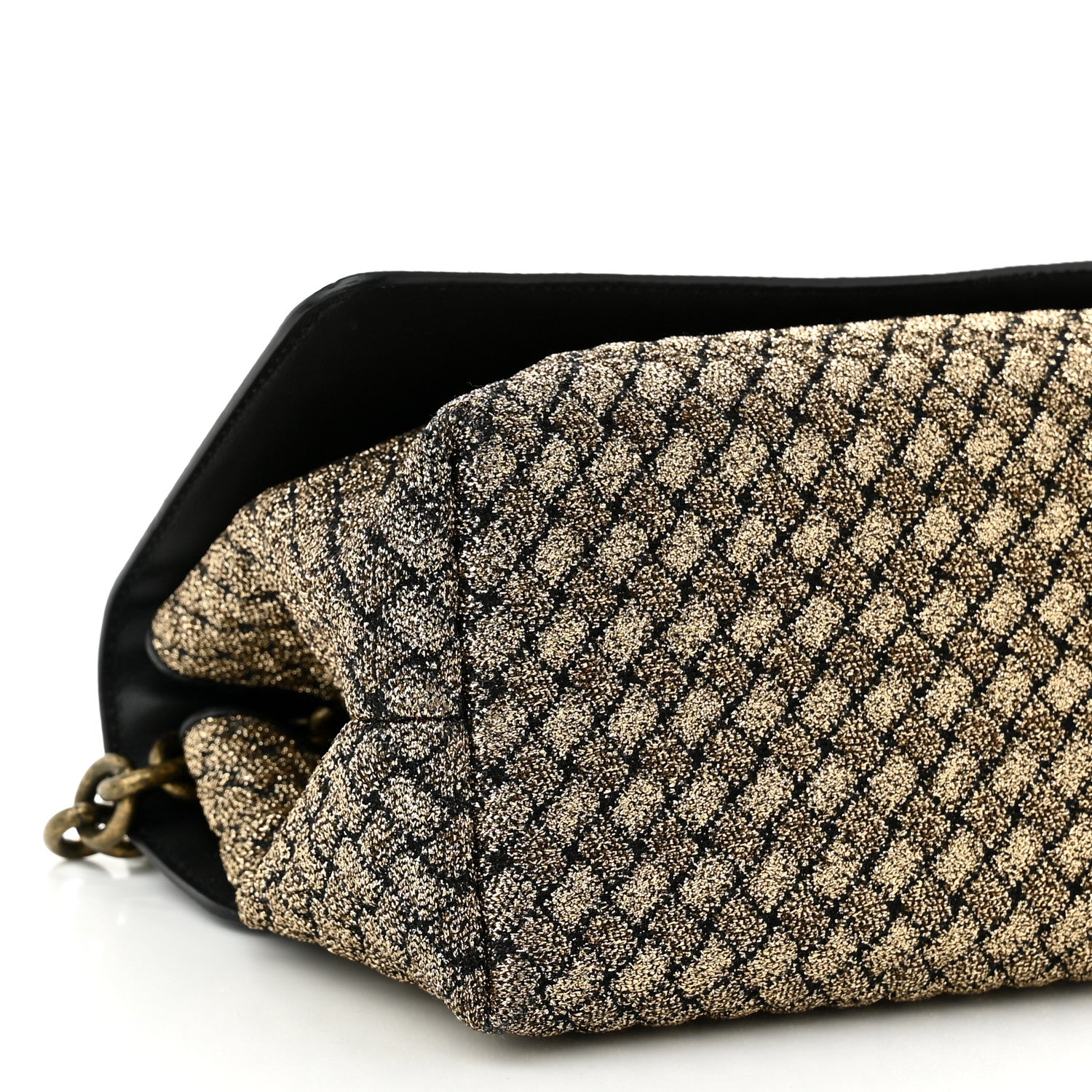 Bottega Veneta Metallic Wool Woven Patent Ayers Olimpia Knot Gold Black 9 of 10