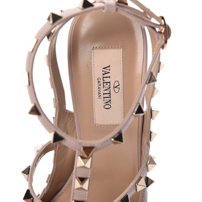 Valentino Garavani Pebbled Calfskin Rockstud Ankle Strap 100mm Pumps 37.5 Poudre 7 of 7