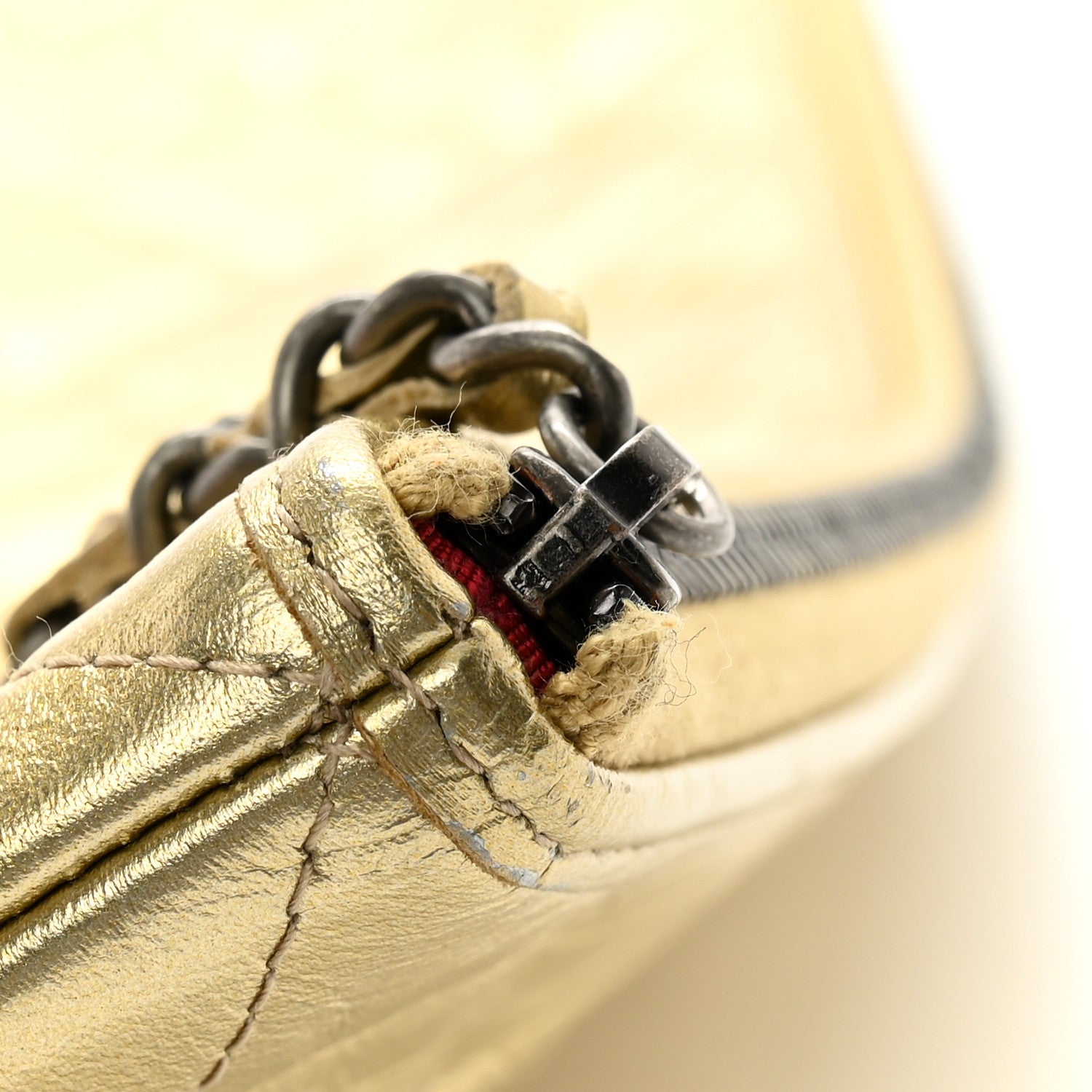 Chanel Metallic Aged Calfskin Quilted Large Gabrielle Cosmetic Case Gold 10 of 12