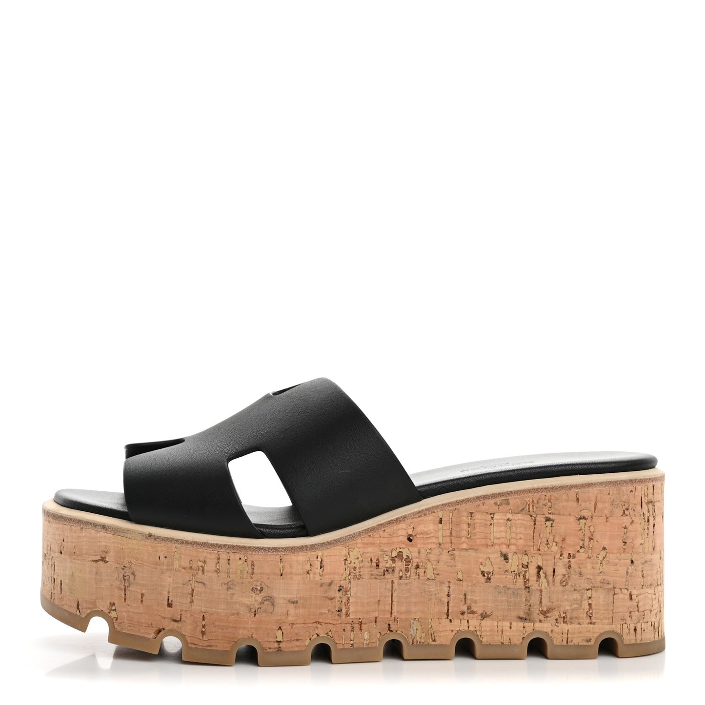 Calfskin Cork Eze 30 Sandals 36 Black