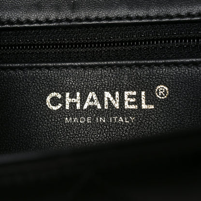 Chanel Satin Quilted Pearl CC Flap Clutch Black 6 of 10