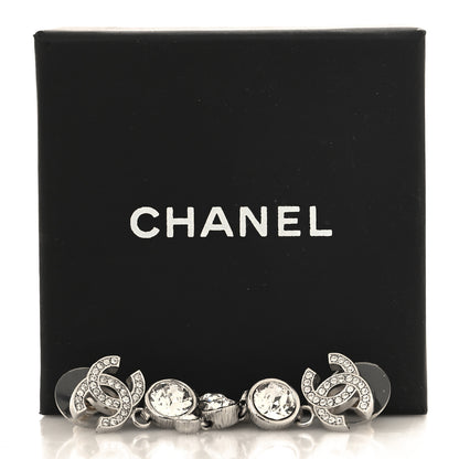Chanel Metal Crystal CC Drop Earrings Silver 5 of 5