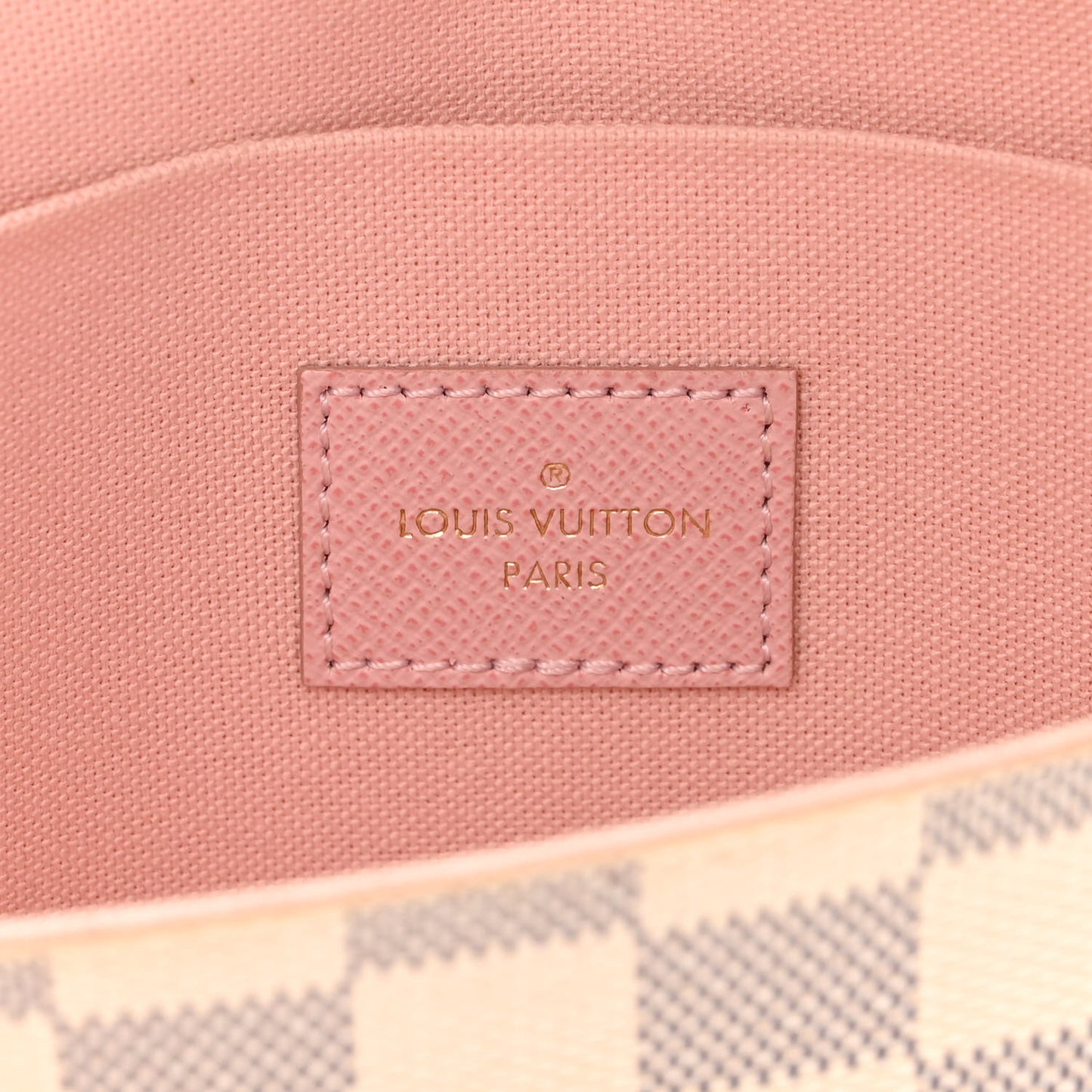 Damier Azur Pochette Felicie Chain Wallet Rose Ballerine
