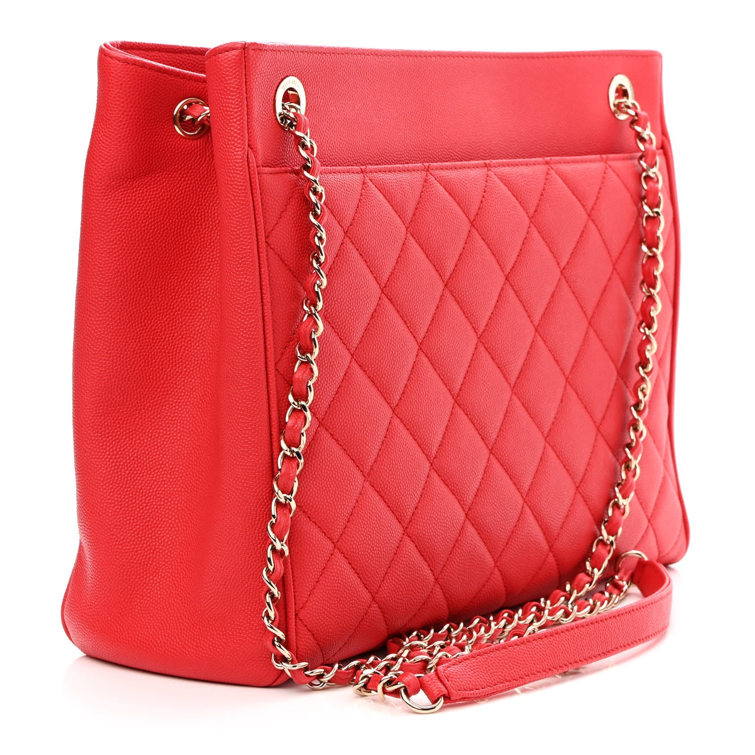 Chanel Caviar Quilted In Out Flap Shopping Tote Red 4 of 12