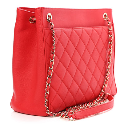 Chanel Caviar Quilted In Out Flap Shopping Tote Red 4 of 12