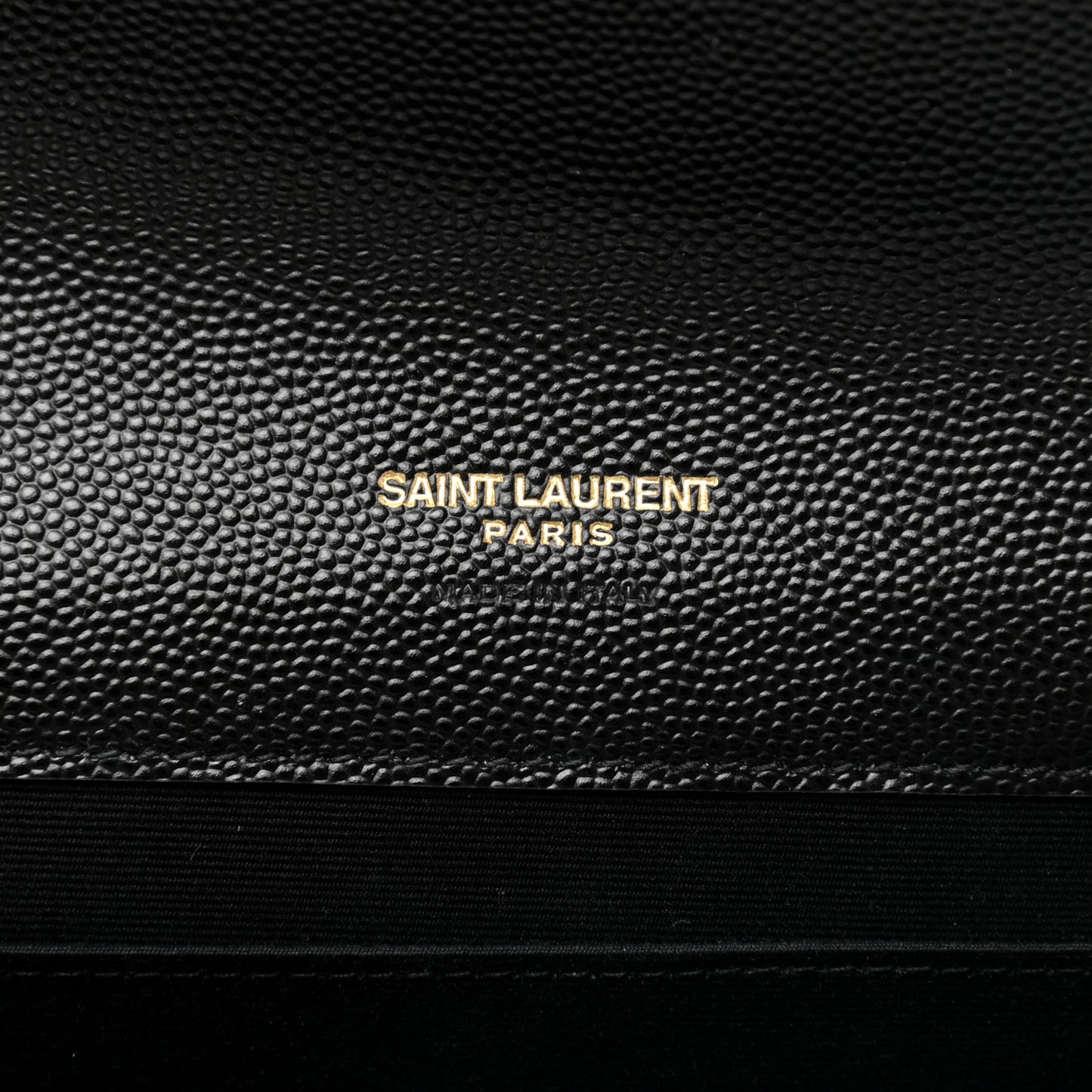 Grain De Poudre Matelasse Chevron Monogram Envelope Clutch Black