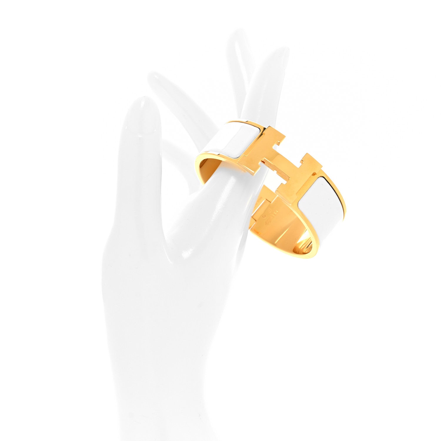 Hermes Enamel Wide Clic Clac H Bracelet PM White 2 of 4