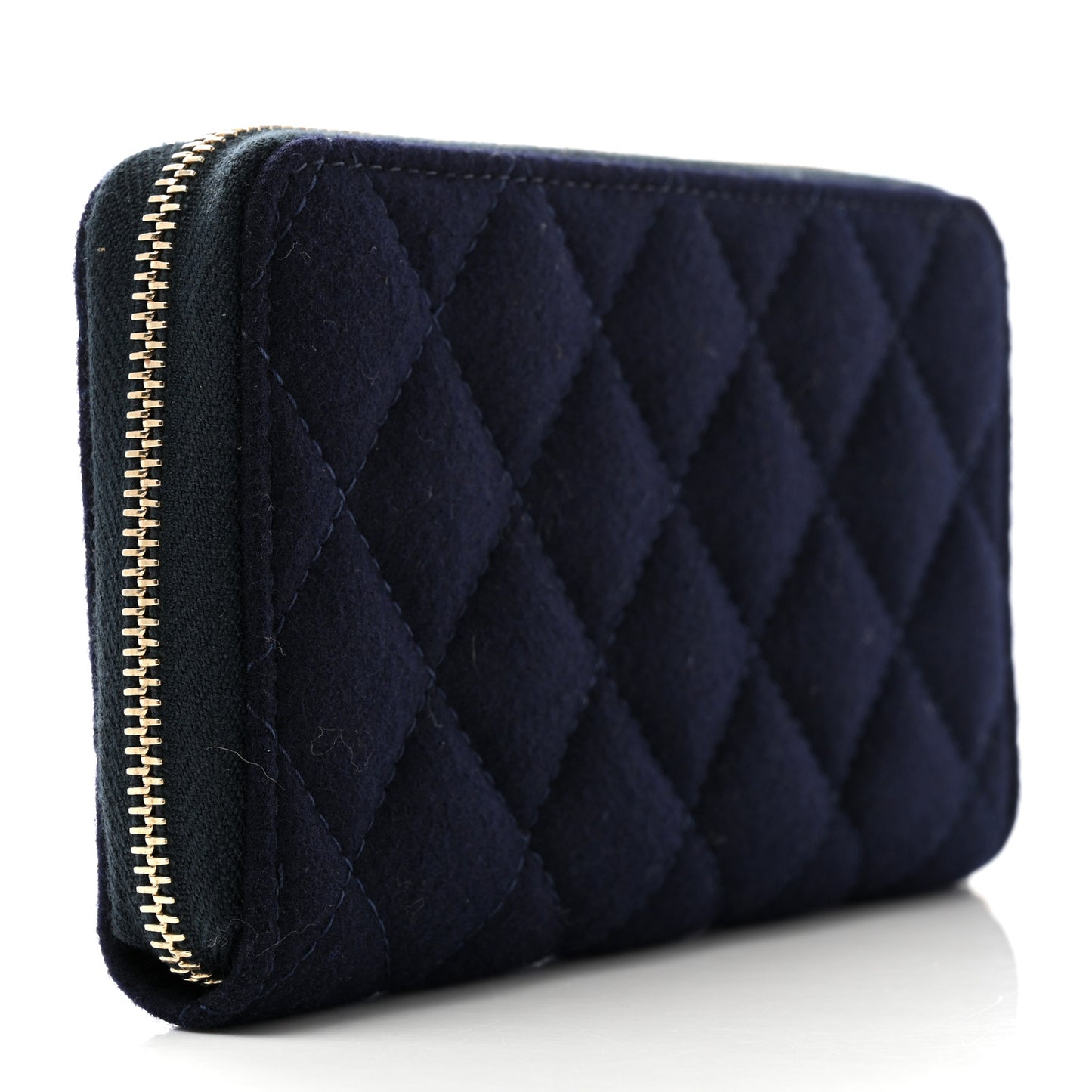 Felt Quilted Paris-Hamburg Charms Zip Around Wallet Dark Navy